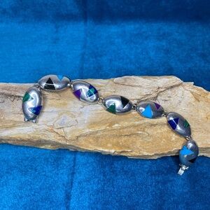 Sterling silver and natural stone bracelet​​​